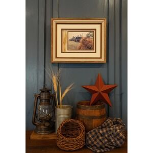 Vintage Steel Wheeled Tractor Shadow Box With Handwritten Thrashing Story Print